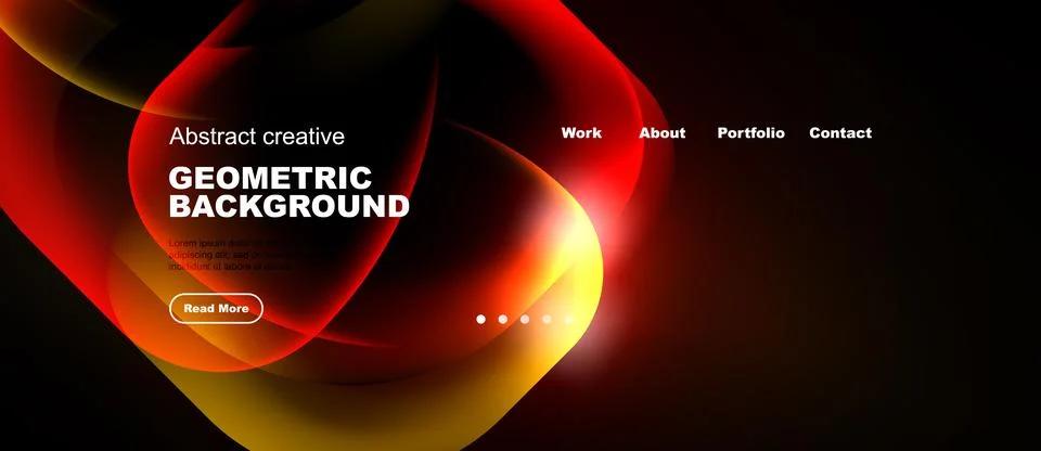 Dynamic abstract design. Red, yellow gradients create flowing shapes. Website Illustrazione stock