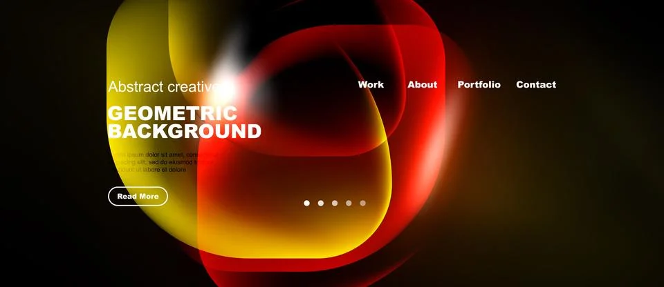 Dynamic abstract design. Vibrant colors blend, creating fluid shapes. Website Stock Illustration