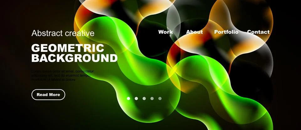 Dynamic abstract design. Vibrant colors blend, creating fluid shapes. Website 스톡 일러스트
