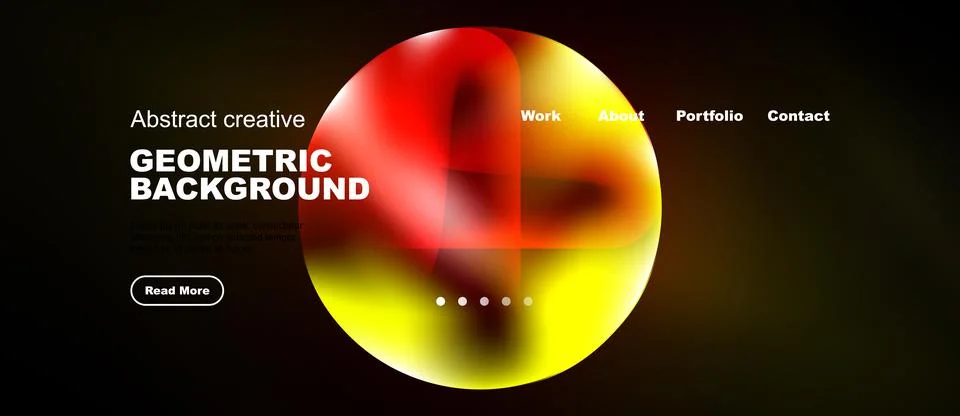 Dynamic abstract design. Vibrant colors blend, creating circular form. Websit Stock Illustration