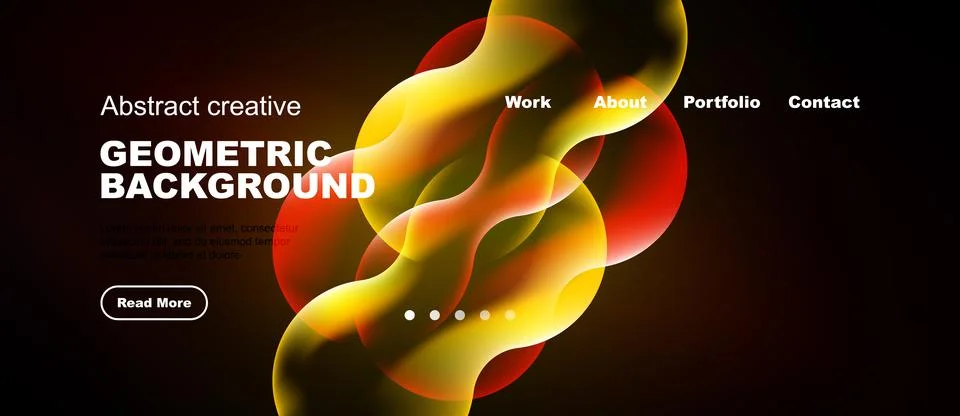Dynamic abstract design. Vibrant colors blend, creating fluid shapes. Website Stock Illustration