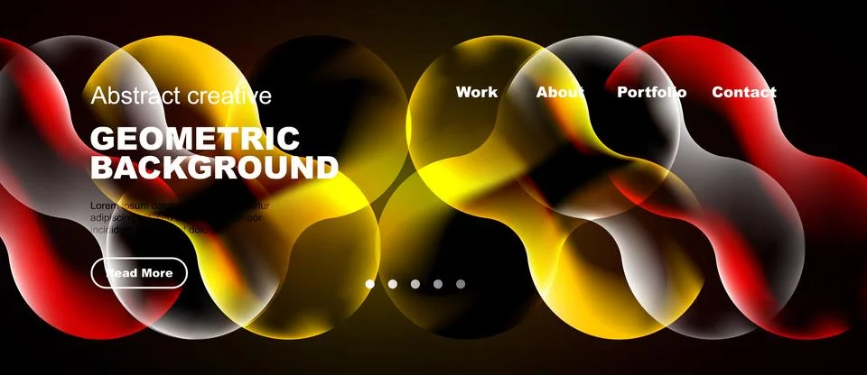 Dynamic abstract design. Vibrant colors blend, creating fluid shapes. Website 库存插图