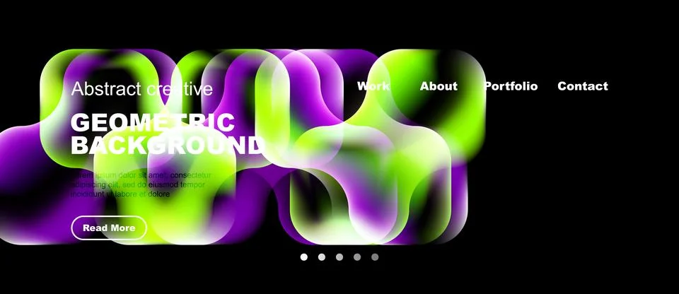 Dynamic abstract design. Vibrant colors, geometric shapes create modern websi Illustrazione stock