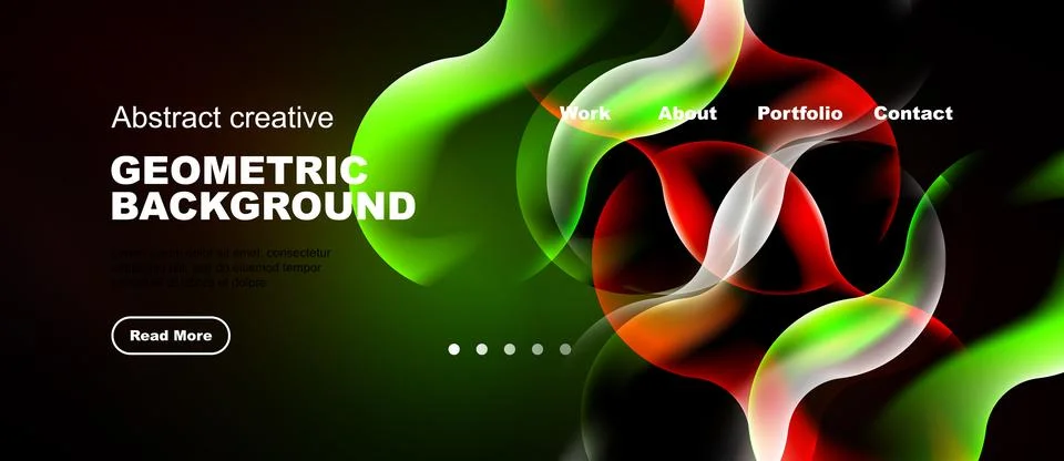 Dynamic abstract design. Vibrant colors blend, creating flowing shapes. Websi Stock Illustration