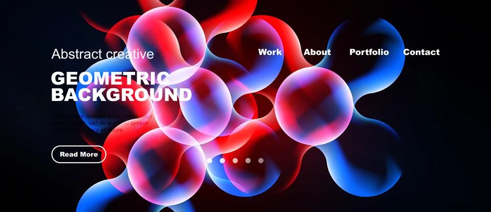 Dynamic abstract design. Vibrant colors, geometric shapes create modern websi Ilustração Stock