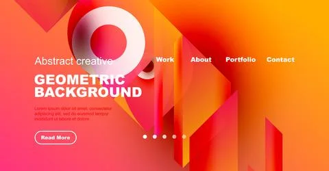 Dynamic abstract design. Vibrant gradients, geometric shapes, text elements Stock-Illustration