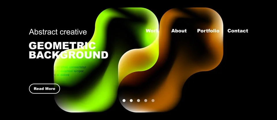Dynamic abstract design. Vibrant gradients, flowing shapes, modern website Illustrazione stock