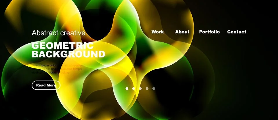 Dynamic abstract design. Vibrant green, yellow hues blend. Modern website h.. 库存插图