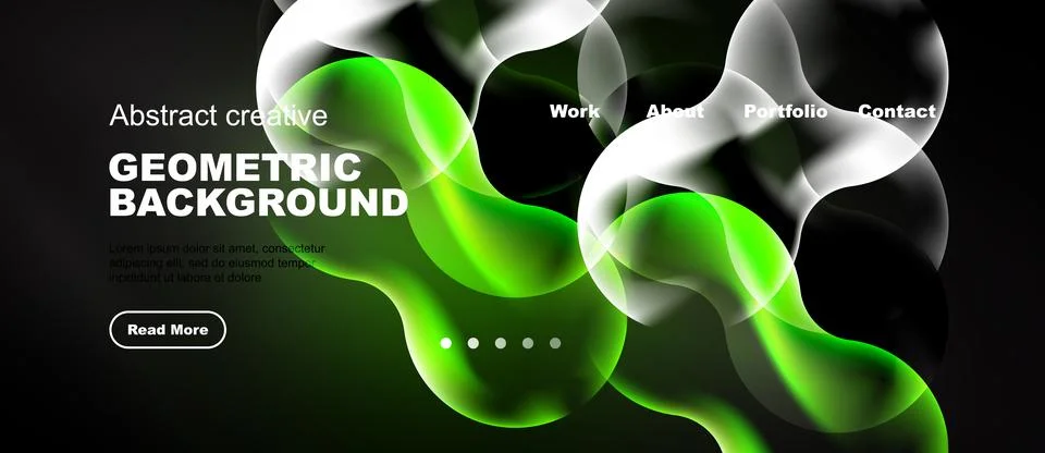 Dynamic abstract design. Vibrant green, white shapes overlap. Text elements Stock Illustration