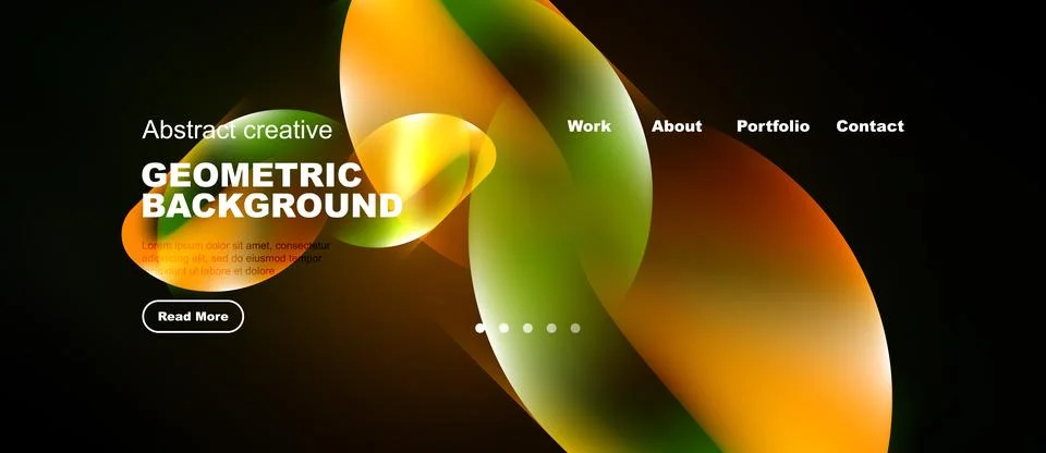 Dynamic abstract design. Vibrant orange, green hues blend. Website header wit Stock Illustration