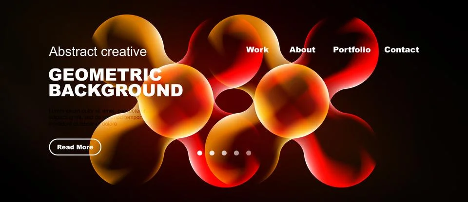 Dynamic abstract design. Vibrant red shapes over dark background. Website h.. Ilustração Stock