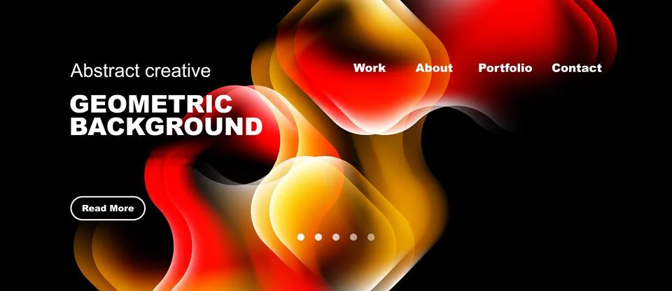 Dynamic abstract design. Vivid colors blend, creating fluid shapes. Text Stock Illustration