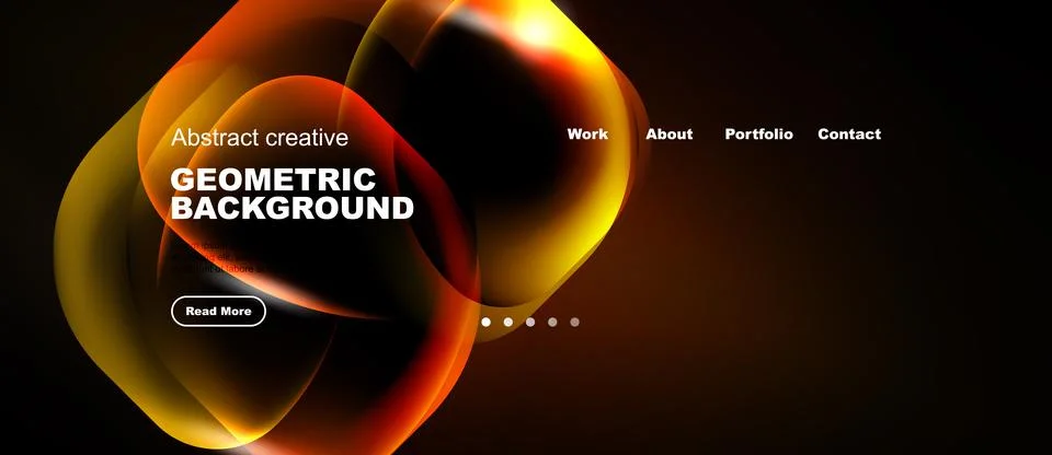 Dynamic abstract design. Warm colors blend, creating fluid shapes. Text ele.. Stock Illustration