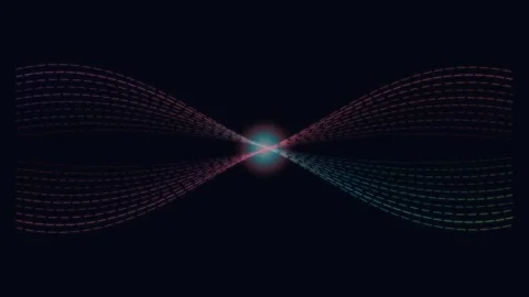 Dynamic abstract digital animation featuring glowing neon light lines formi.. Stock Footage 345547464
