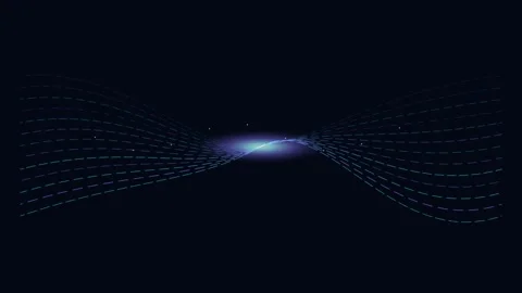 Dynamic abstract digital data flow animation featuring a central glowing li.. Stock Footage 345545878