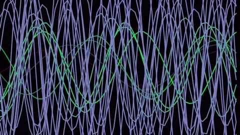 Dynamic abstract digital wave pattern with neon glowing energy lines Stock Footage 340378428