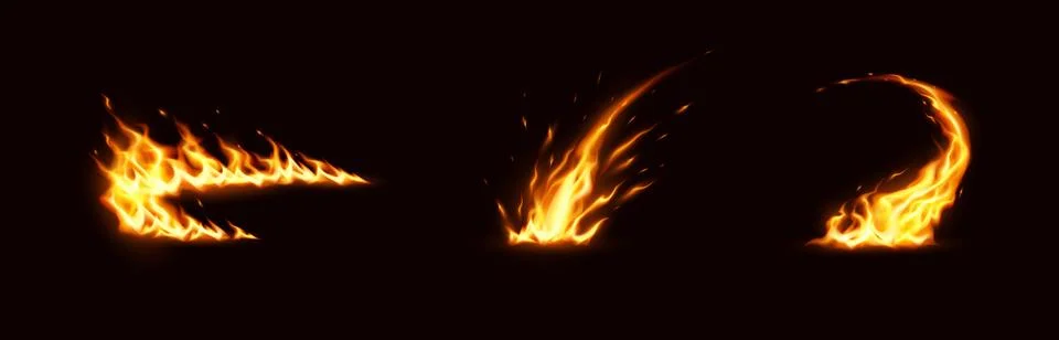 Dynamic Abstract Flames on Black Background Stock Illustration