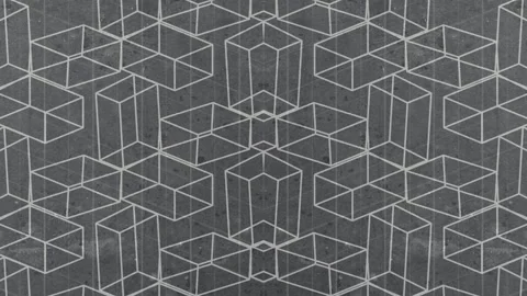 Dynamic abstract flat pattern on a dark scratched background. 3d rendering 4K Vídeo Stock 296637090