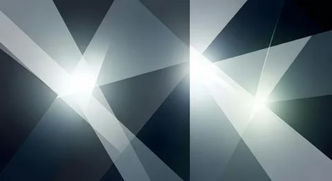 Dynamic abstract geometric background with bright light flares and overlapp.. 库存插图