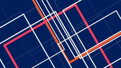 A dynamic abstract geometric grid with intersecting white and red lines cre.. Stock Illustration