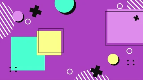 Dynamic abstract geometric patterns in bold colors on purple background seamless 스톡 동영상 322145585