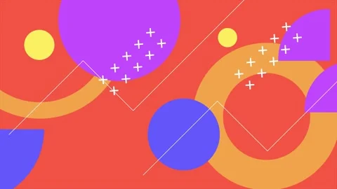 Dynamic abstract geometric shapes with bold pattern design on orange background Stock Footage 294474965