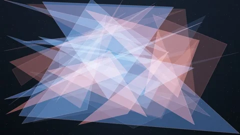 Dynamic abstract geometric shapes float in a colorful, shifting space Stock Footage 326990525