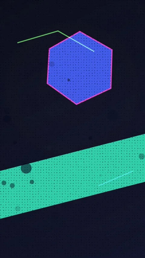 Dynamic abstract geometric shapes with pink outlines and green stripes Stock Footage 327941686