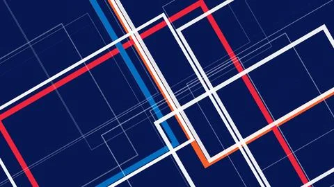 Dynamic abstract geometric trading chart lines in deep blue, red, and white.. Stock Illustration