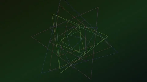Dynamic abstract geometric triangle pattern animation on a dark green backg.. Stock Footage 340540424