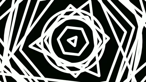 Dynamic abstract geometric white patterns overlaying a deep black backgroun.. Stock Footage 342205419