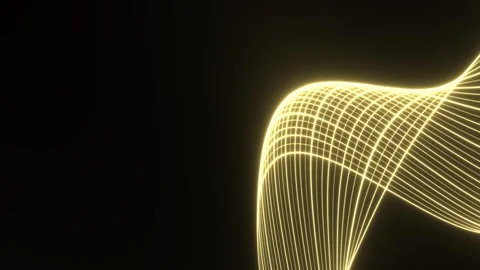 Dynamic Abstract Golden Light Lines Flowing on Dark Background. Stock-Footage 342250851