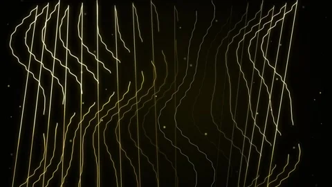 Dynamic abstract golden line patterns flowing energy waves on black backgroun Stock Footage 346002233