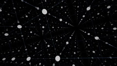 Dynamic Abstract Grid with Connections and Dots Forming an Infinite Tunnel .. Stock Footage 334244880