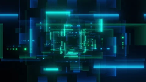 Dynamic Abstract Grid with Neon Rectangles Stock Footage 294770102