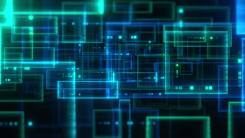 Dynamic Abstract Grid with Neon Rectangles Stock Footage 294770244