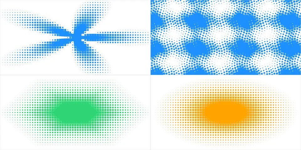 Dynamic Abstract Halftone Graphic Patterns Collection for Digital Design Pr.. Ilustración de archivo