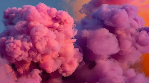 Dynamic abstract ink clouds in pink and orange tones Video stock 316819219