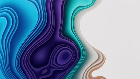 Dynamic abstract layered shapes in blue purple and teal colors creating a m.. Video stock 343799412