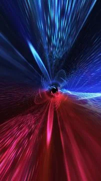 Dynamic abstract light tunnel with blue and red neon streaks, creating a fu.. Stock Illustration