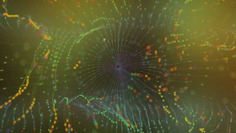 Dynamic Abstract Light Wave with Floating Color Sparks Stockbeeldmateriaal 332647859