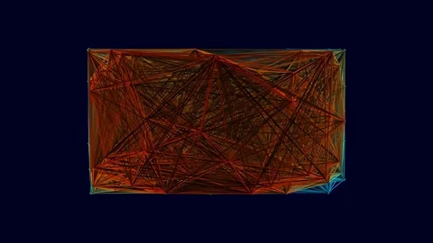 Dynamic Abstract Line Art Background of Interconnected Digital Geometry Net.. Stock Footage 341056176