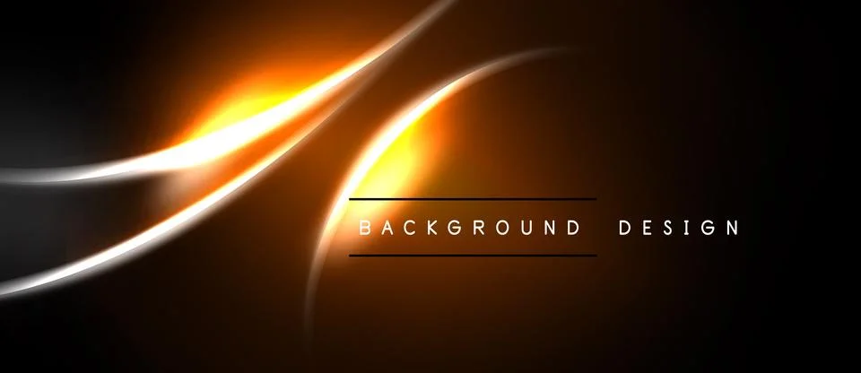 Dynamic abstract lines create glowing effect. Dark background emphasizes brig Stock Illustration