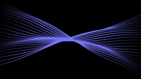 Dynamic abstract lines flow in shades of blue and purple against a dark backdrop Stock Footage 324705785