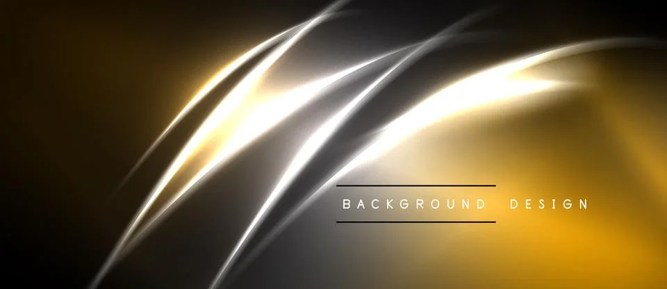 Dynamic abstract lines, gold, silver hues create modern background. Smooth Stock Illustration
