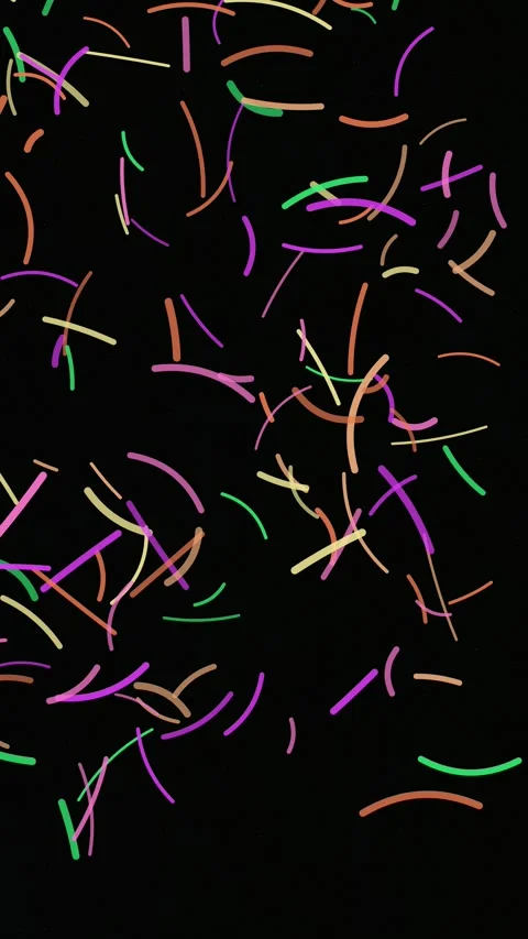 Dynamic abstract lines swirl in vibrant colors against a dark backdrop Video stock 327947548