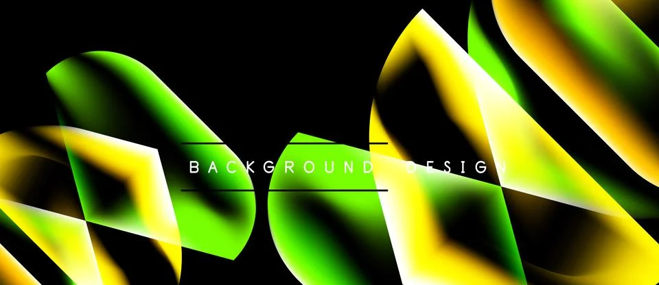 Dynamic abstract lines, vibrant green, yellow hues. Modern design, dark Иллюстрация