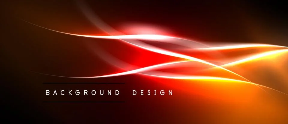 Dynamic abstract lines, vibrant orange, red hues. Dark background creates Illustrazione stock