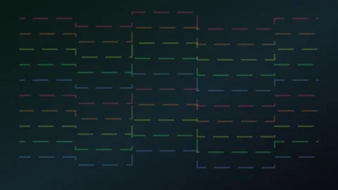 Dynamic Abstract Multicolored Dashed Lines Forming a Digital Grid Pattern o.. Stock Footage 340469933