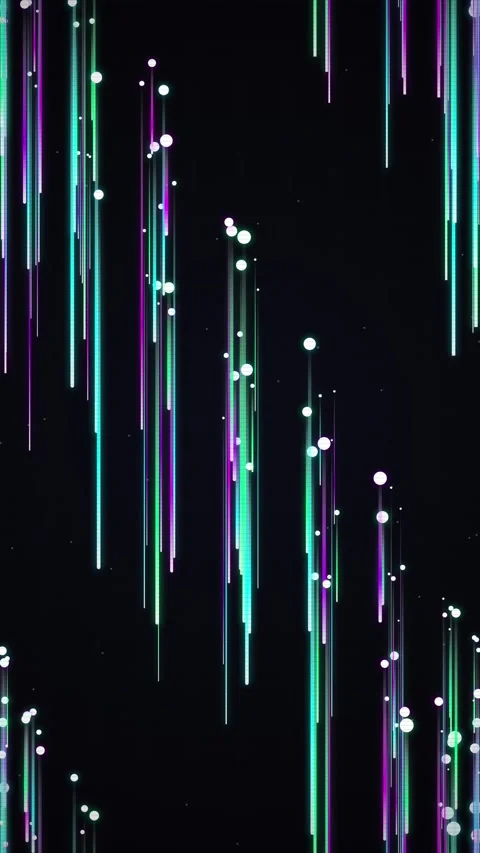 Dynamic abstract neon data lines streaming down on dark futuristic backgrou.. Stock Footage 345492636